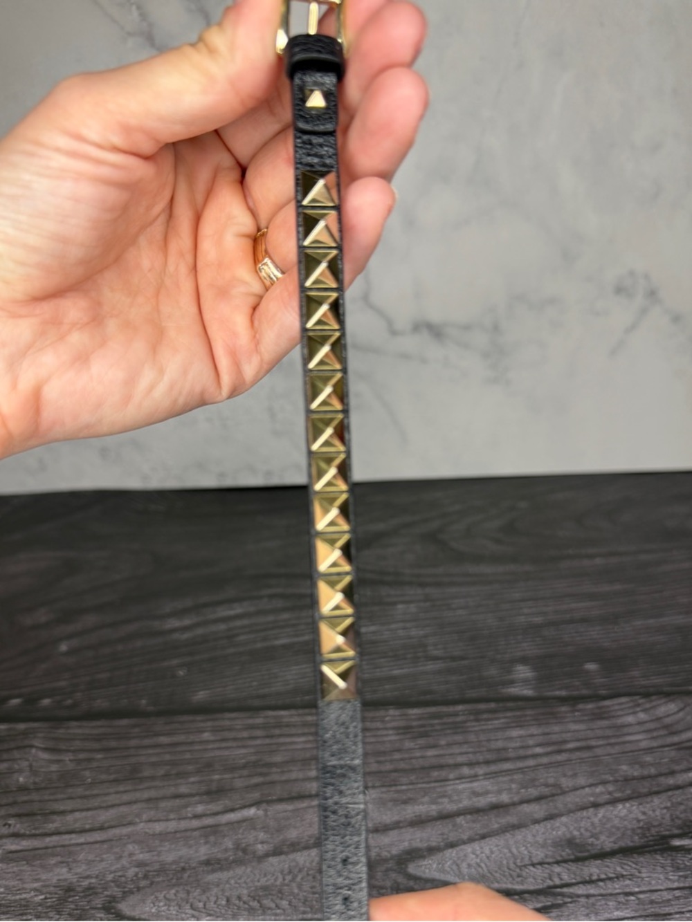 Valentino Garavani Black Leather Rockstud Bracelet | Adjustable | Silver Studs - Picture 5 of 7